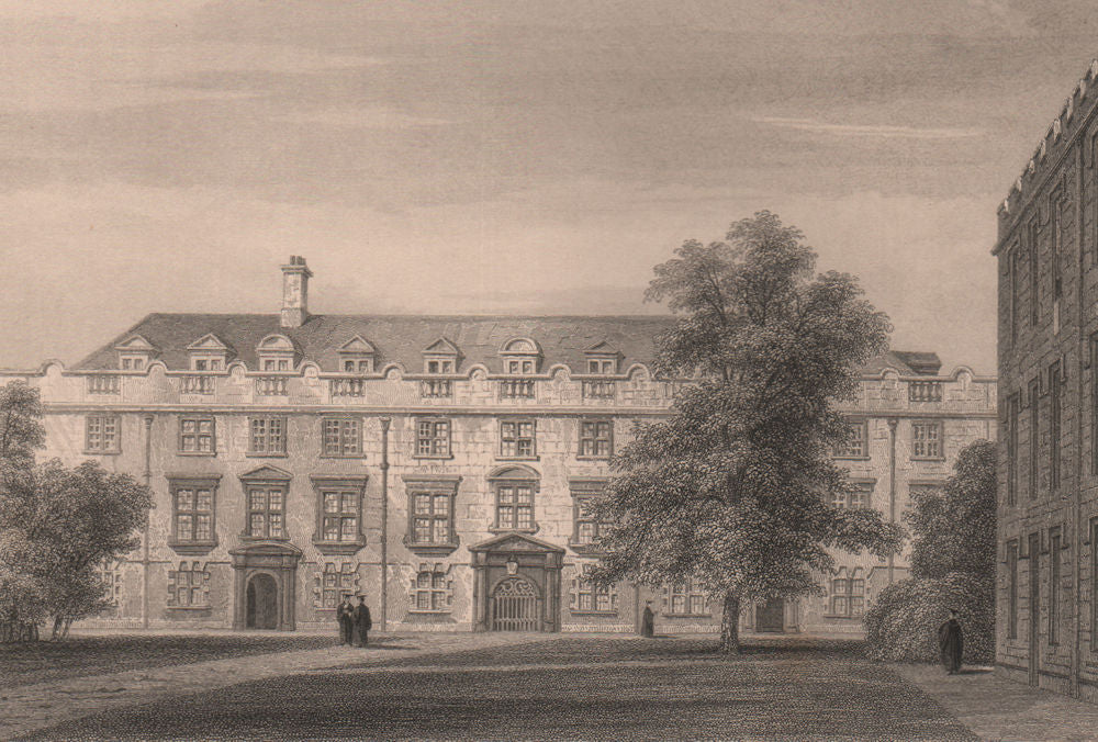 The Second Court, CHRIST'S COLLEGE, Cambridge. LE KEUX 1841 old antique print